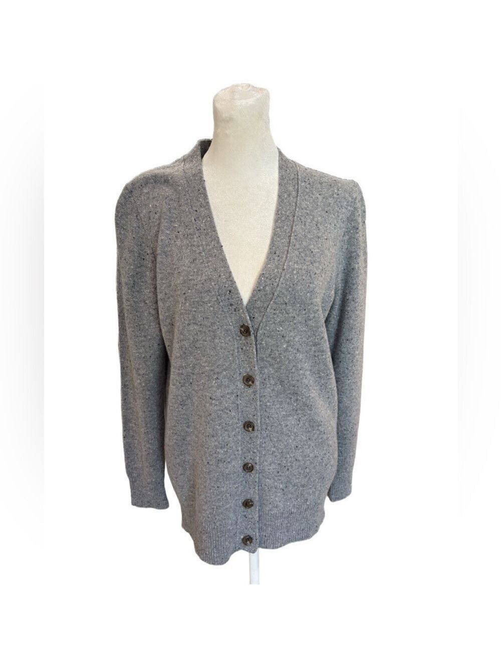 J Crew Size S merino wool v neck cardigan. Gray academia classic closet staple